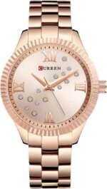 Curren 9009 Quartz Movement Round Dial Stainless Steel Waterproof Women Watch - Rose Gold, White - Image 2