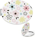 Cute Floral Compact Mirror, 1X/2X Oval Portable Mirror, Pu Leather Portable Handbag Accessories Mirrors, Mini Essentials for Handbag Small Mirrors, Small Gifts for Women, Gadgets Girls - Image 2