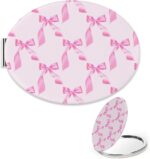 Cute Ribbon Small Mirror, 1X/2X Oval Travel Mirror Folding, Pu Leather Portable Mini Handbag Essentials Small Mirrors, Mini Travel Essentials Mirrors, Gift for Teenage Girls, Gadgets for Women - Image 2