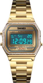 Gosasa Classic Unisex Women's Men's Digital Multifunction Sports Watch Stainless Steel Band Square Waterproof Electronic Led Watch - Image 2