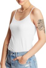 Hanes Women's Stretch Cotton Cami With Built-In Shelf Bra, Women’s Cotton Tank, Women’s Stretch Cotton Camisole - Image 2