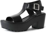 J. Adams Corby Platform Sandals Heeled Sandals for Women - T-Strap Chunky Mid Heel Sandal Wedges for Women - Women Footwear Platform Shoes - Summer Shoes for - Image 2