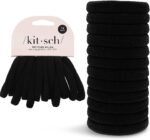 Kitsch Recycled Nylon Medium Hair Elastics, Hair Ties, Accessories, Ponytail, 12pc Set (Black) - Image 2