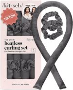 Kitsch Satin Heatless Curling Set - Hair Rollers for Heatless Curls | Heatless Hair Curlers & Hot Rollers | Hair Curlers to Sleep in | Heatless Curling Rod Headband | Heatless Curler (Charcoal) - Image 2