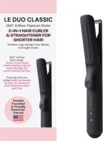 L'ANGE HAIR Le Duo Standard 360° Airflow Styler | 2-in-1 Curling Wand & Titanium Flat Iron Hair Straightener | Professional Hair Curler with Cooling Air Vents | Dual Voltage & Adjustable Temp (Black) - Image 2