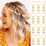 NALACAL Gold Pearl Braid Clips Dreadlock Accessories Wedding Hair Pins Crystal Rhinestone Pearls Hair Jewelry for Women Cuffs Charms Rings Shiny Hair Accessories (50PCS) - Image 2