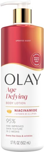Olay Body Lotion for Women, Age Defying with Niacinamide Serum, Visibly Reduce Signs of Skin Aging, 24hr Moisture & Hydration, Fast Absorbing Formula, Vitamin B3 Complex, For All Skin Types, 17 fl oz - Image 2