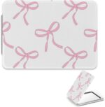 Pink Bow Travel Mirror, 1X/2X Rectangular Handbag Mirror for Women, Pu Leather Portable Travel Essentials Compact Mirrors, Handbag Accessories Mirrors, Gadgets for Women, Birthday Gifts Girls - Image 2