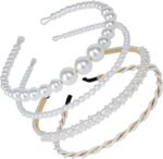 Shining Diva Fashion 4 Pcs Headbands Stylish Pearl Hairbands Hair Accessories Hair Bands for Women Girls (14967hb) - Image 2