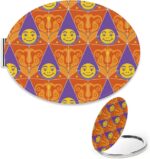 Smiling Moon Faces Hand Mirror, 1X/2X Oval Mirror Small, Pu Leather Portable Handbag Mini Essentials Small Mirrors, Mini Make Up Compact Mirrors, Uni Gifts, Gadgets for Women - Image 2