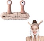 Snail Face Wash Headband, Cartoon Spa Headband, Cosmetic Accessories, Hair Bands for Women, Elastic Coral Fleece Headbands, Skincare Hair Band for Washing (Khaki, One Size) - Image 2