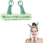 Snail Face Wash Headband, Cartoon Spa Headband, Cosmetic Accessories, Hair Bands for Women, Elastic Coral Fleece Headbands, Skincare Hair Band for Washing (Light Green, One Size) - Image 2