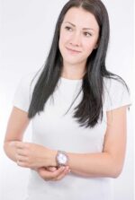 GUESS Gold-Tone Stainless Steel Crystal Encrusted Dial with Black Stain Resistant Silicone Watch (Model: U1160L1) - Image 3