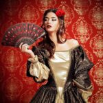 TERRIFI 2 Pieces Women Rose Flower Hair Clip and Embroidered Sequins Fabric Handheld Folding Fan Hair Accessories for Flamenco Dancer Costume Accessories Girl Cosplay Party - Image 3