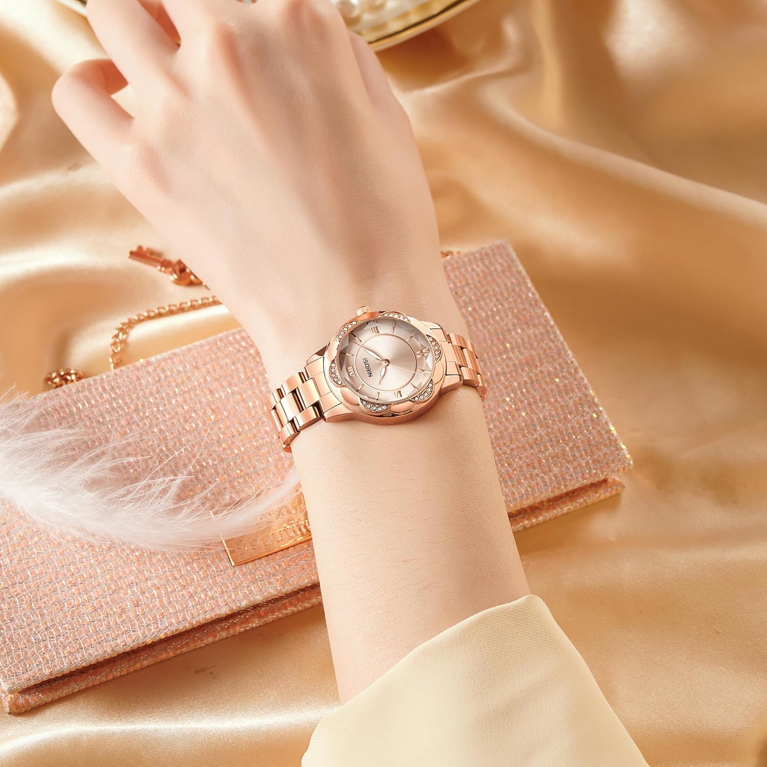 NIBOSI Women's Watches Analog Quartz Ladies Wrist Watch Dainty Rose Gold Minimalist Vintage Luxury Stainless Steel Strap Classic Dress Watches for Women Small Wrists - Image 4