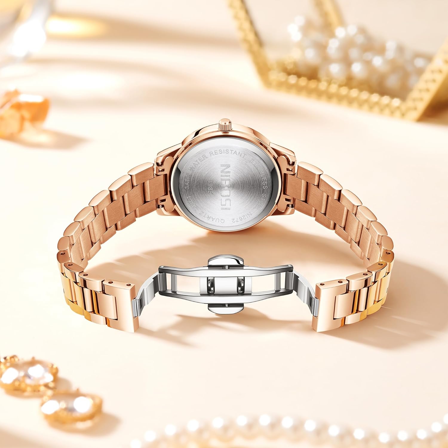 NIBOSI Women's Watches Analog Quartz Ladies Wrist Watch Dainty Rose Gold Minimalist Vintage Luxury Stainless Steel Strap Classic Dress Watches for Women Small Wrists - Image 7