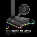 Headset Stand, Headsets Holder with 7.1 Surround Sound & RGB Light, Gaming Headset Stand with USB & 3.5mm Port, Headphone Stand Perfect Gaming Accessories Gifts for Gamer, Suitable for Most Headphones - Image 4