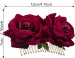 2 Pack Rose Flower Hair Clip Women Rose Flowers Hair Accessories Wedding Hair Clip Flamenco Dancer for Women Girls, Ball Party Masquerade and Cosplay (Dark Red) - Image 4