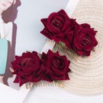 2 Pack Rose Flower Hair Clip Women Rose Flowers Hair Accessories Wedding Hair Clip Flamenco Dancer for Women Girls, Ball Party Masquerade and Cosplay (Dark Red) - Image 5
