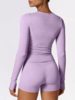 Women Long Sleeve Workout Top, Quick Dry Athletic Training Shirts, Tight Fit Crewneck Crop Tops for Gym Yoga - Image 5