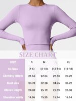 Women Long Sleeve Workout Top, Quick Dry Athletic Training Shirts, Tight Fit Crewneck Crop Tops for Gym Yoga - Image 8