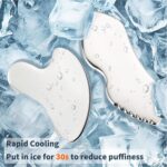 LeMeeOly 2pcs Stainless Steel Gua Sha Facial Tools & Eye Cream Applicator Metal Detail Gua Sha Stone Body Lymphatic Drainage Massager Face Guasha Face Sculpting Tool Skin Care - Image 3