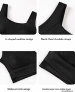 Women One-Piece Sports Bra Yoga Vest Crop Top Non-Strapless Fitness Underwear Breathable Stretch Gym Activewear for Running Training Gym Dance Cycling - Image 7