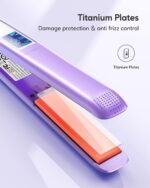 Wavytalk Pro Flat Iron Hair Straightener, 100% Pure Titanium Flat Iron for Easy Glide, Straightener and Curler for All Hairstyles, Dual Voltage (Purple) - Image 8