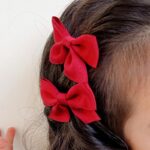 2pcs/set Fabric Hair Bows for Women, Three-dimensional Bow Hair Clip, Hairwaer Accessories - Red - Image 2