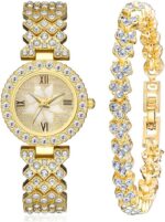 CdyBox Women Luxury Watches Steel Band with Diamonds Bracelets Watches Set Quartz Wristwatch Wholesale - Image 2