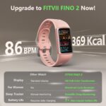 FITVII FINO 2 Slim Fitness Tracker, Smart Watch with Blood Pressure, Blood Oxygen, 24/7 Heart Rate & Sleep Monitor, IP68 Waterproof Health Activity Trackers with Calories Step Counter for Women Men - Image 2