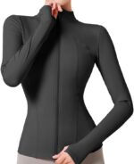 Womens Gym Tops Long Sleeve Sports, T-Shirt Fitness Workout Yoga Crop Tops, Ladies Running Tee Shirts, T-Shirt Fitness Workout Gym Tops, with Thumb Holes, Black (M) - Image 2